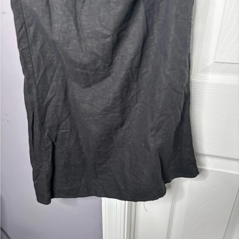 Bershka Black Linen Blend Cinched Maxi Skirt Side Slit Size XS - Picture 2 of 7